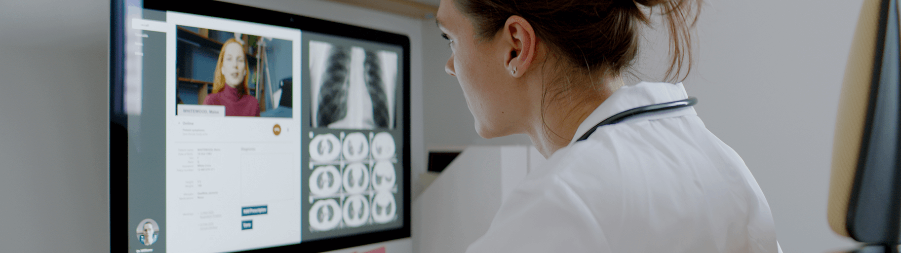 A virtual care professional having a video call.